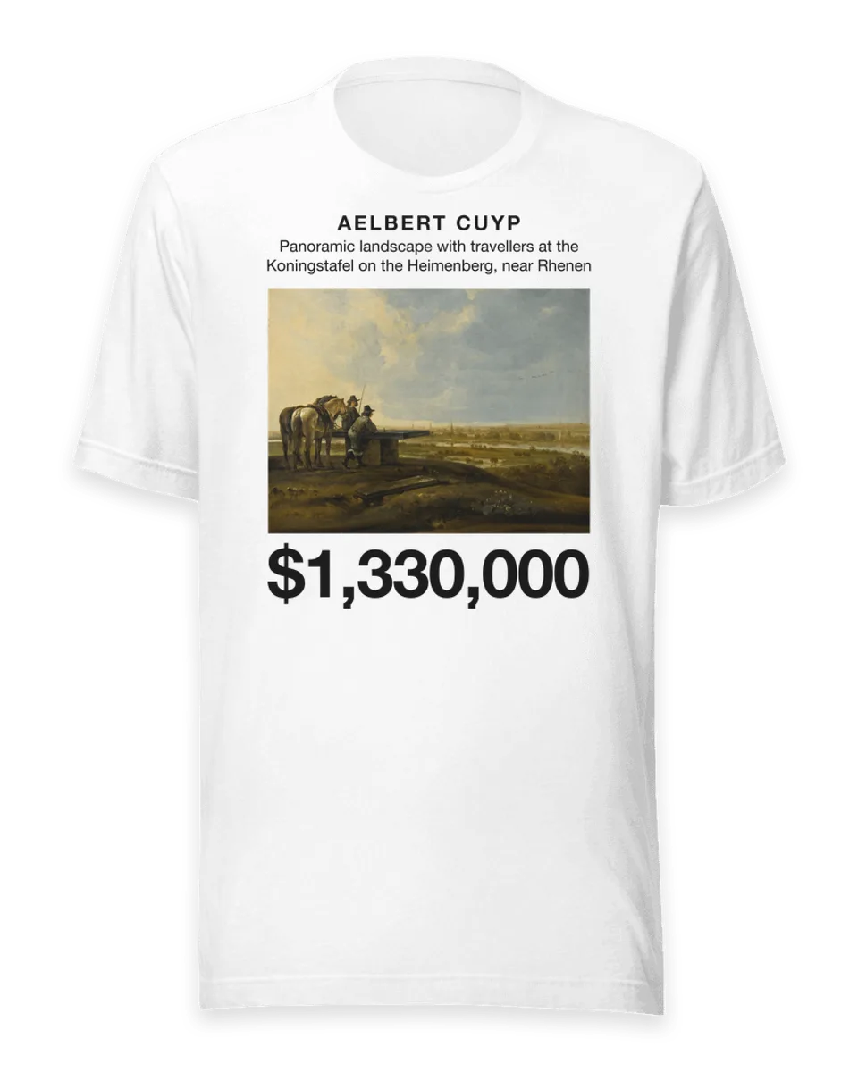 T-shirt: Panoramic landscape with travellers at the Koningstafel on the Heimenberg, near Rhenen by Aelbert Cuyp