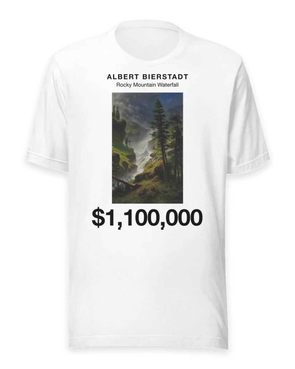 T-shirt: Rocky Mountain Waterfall by Albert Bierstadt