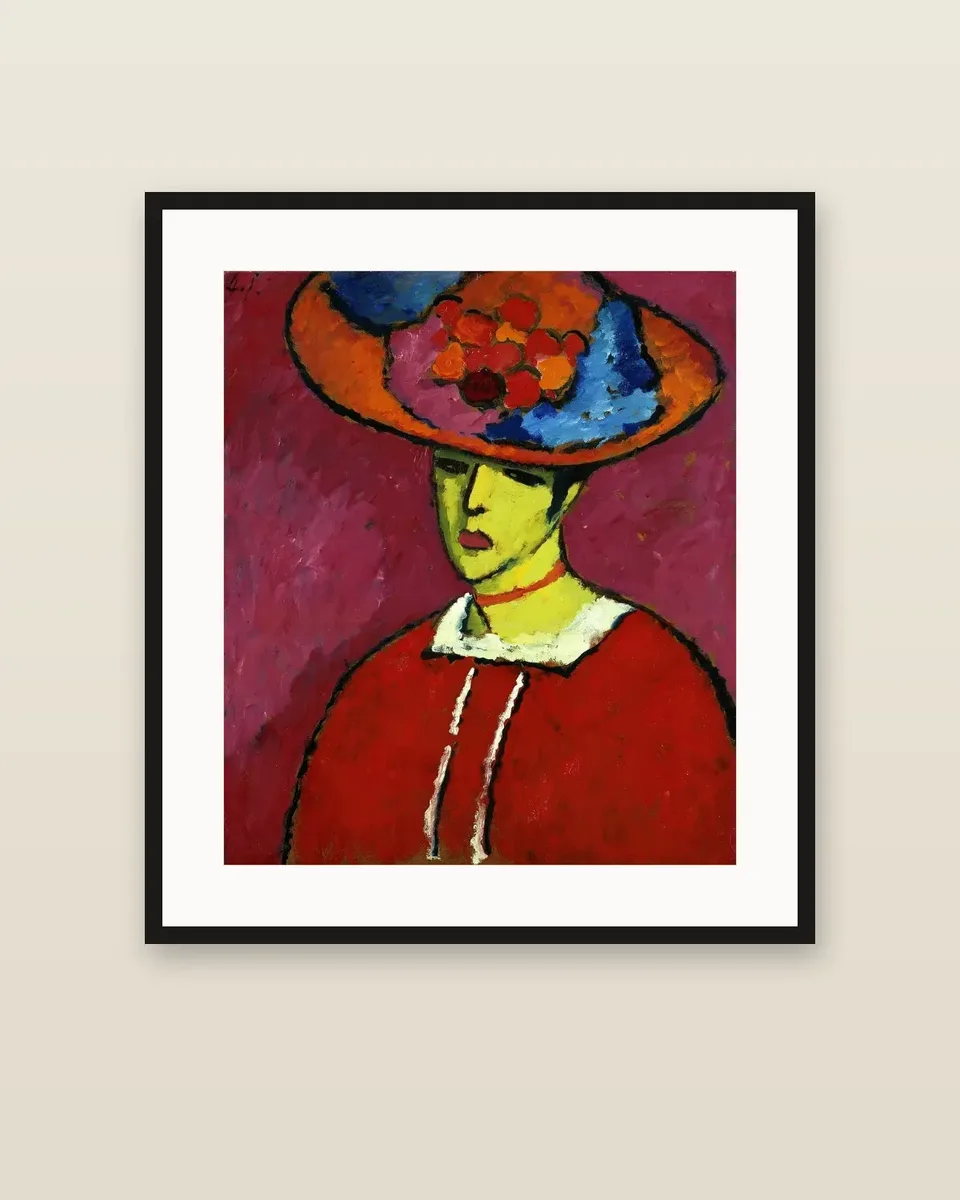 Schokko mit Tellerhut by Alexej von Jawlensky, framed