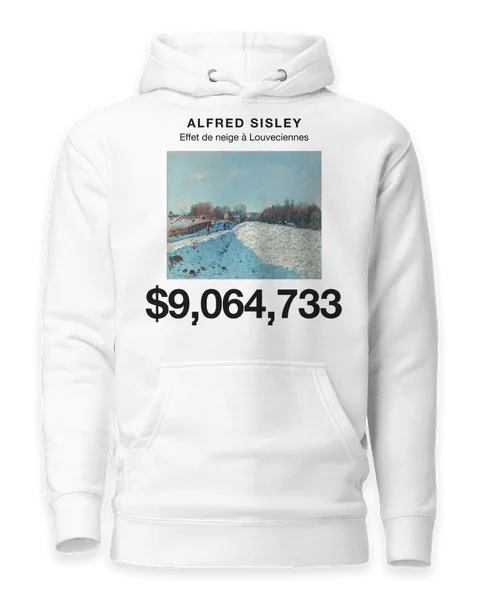 Effet de neige à Louveciennes by Alfred Sisley, on a white hoodie