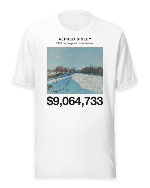 Effet de neige à Louveciennes by Alfred Sisley, on a white t-shirt