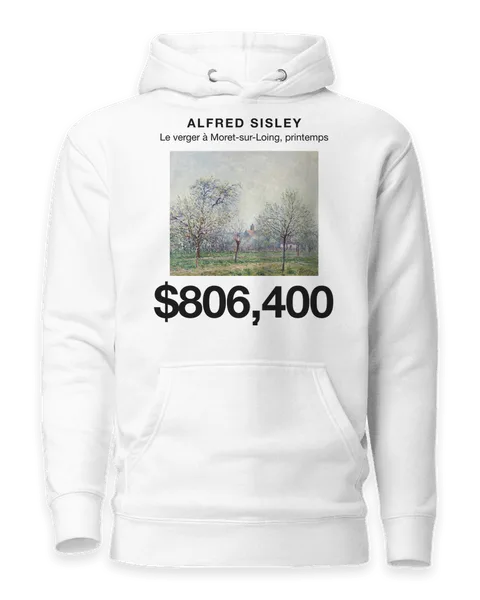 Le verger à Moret-sur-Loing, printemps by Alfred Sisley, on a white hoodie