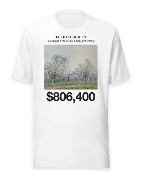 Le verger à Moret-sur-Loing, printemps by Alfred Sisley, on a white t-shirt