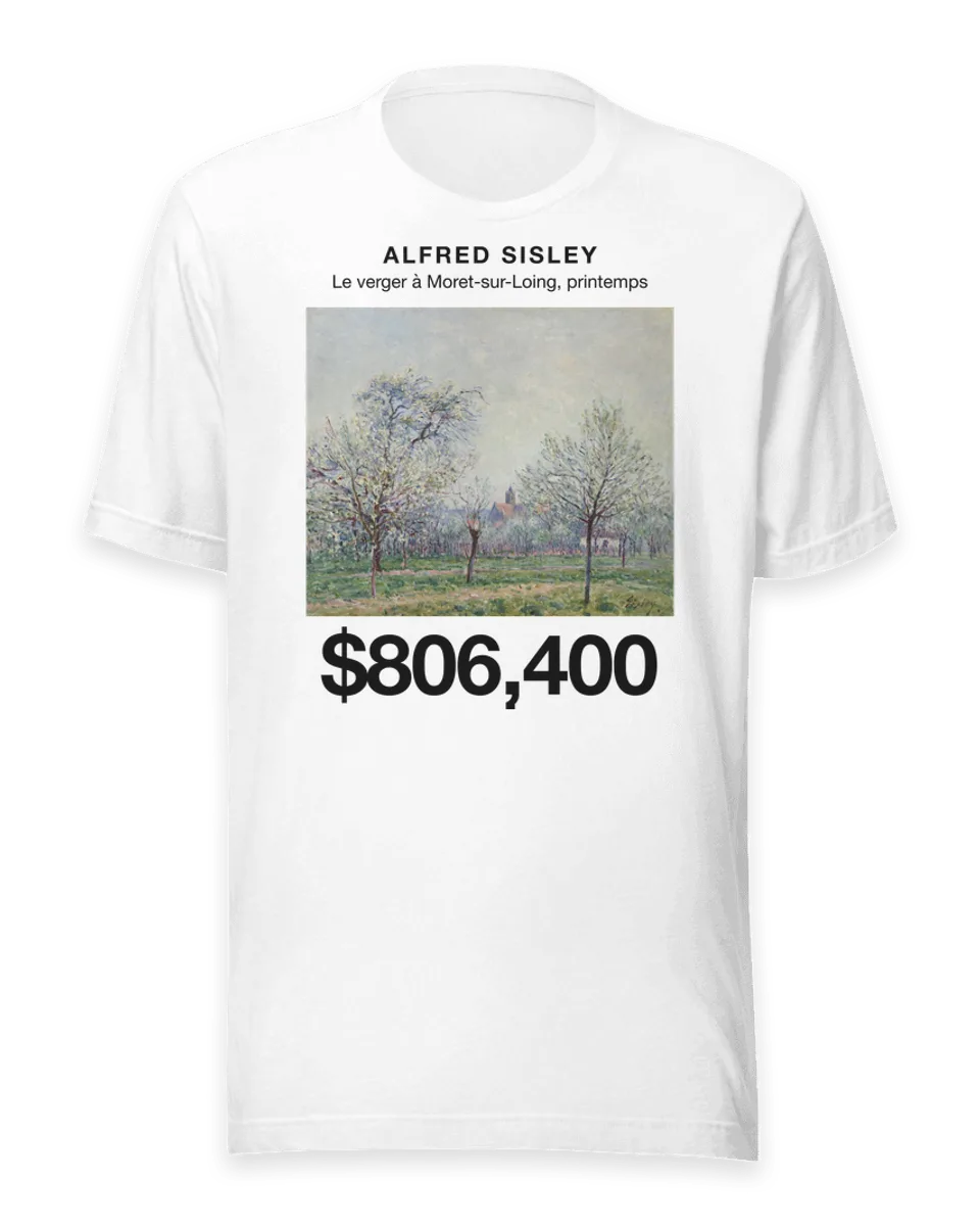 T-shirt: Le verger à Moret-sur-Loing, printemps by Alfred Sisley