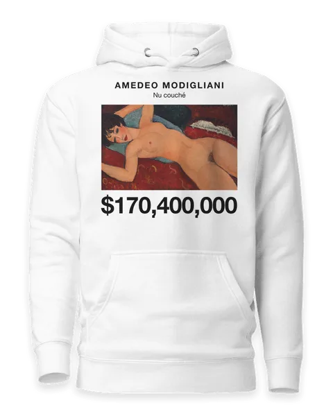 Nu couché by Amedeo Modigliani, on a white hoodie