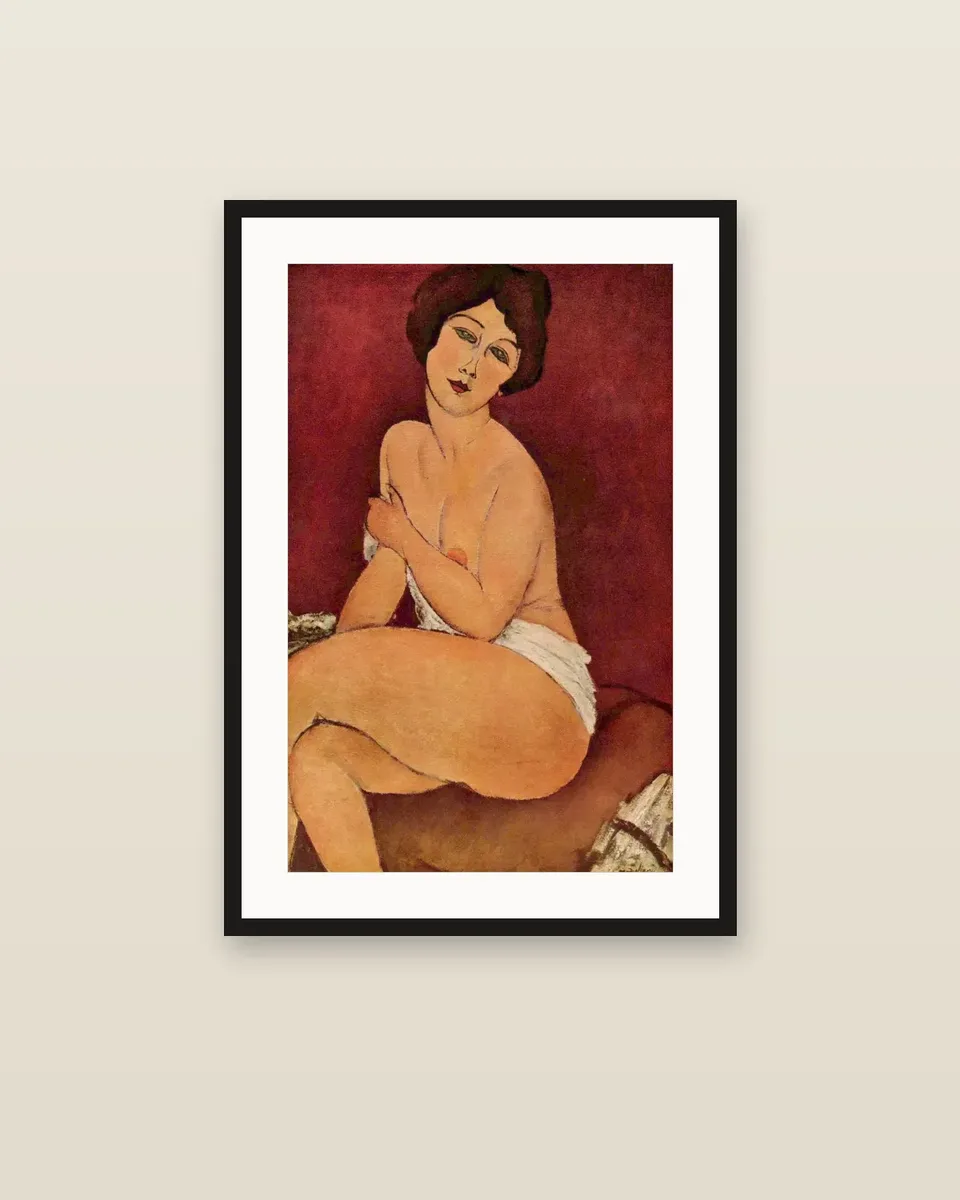Nude Sitting on a Divan by Amedeo Modigliani, framed