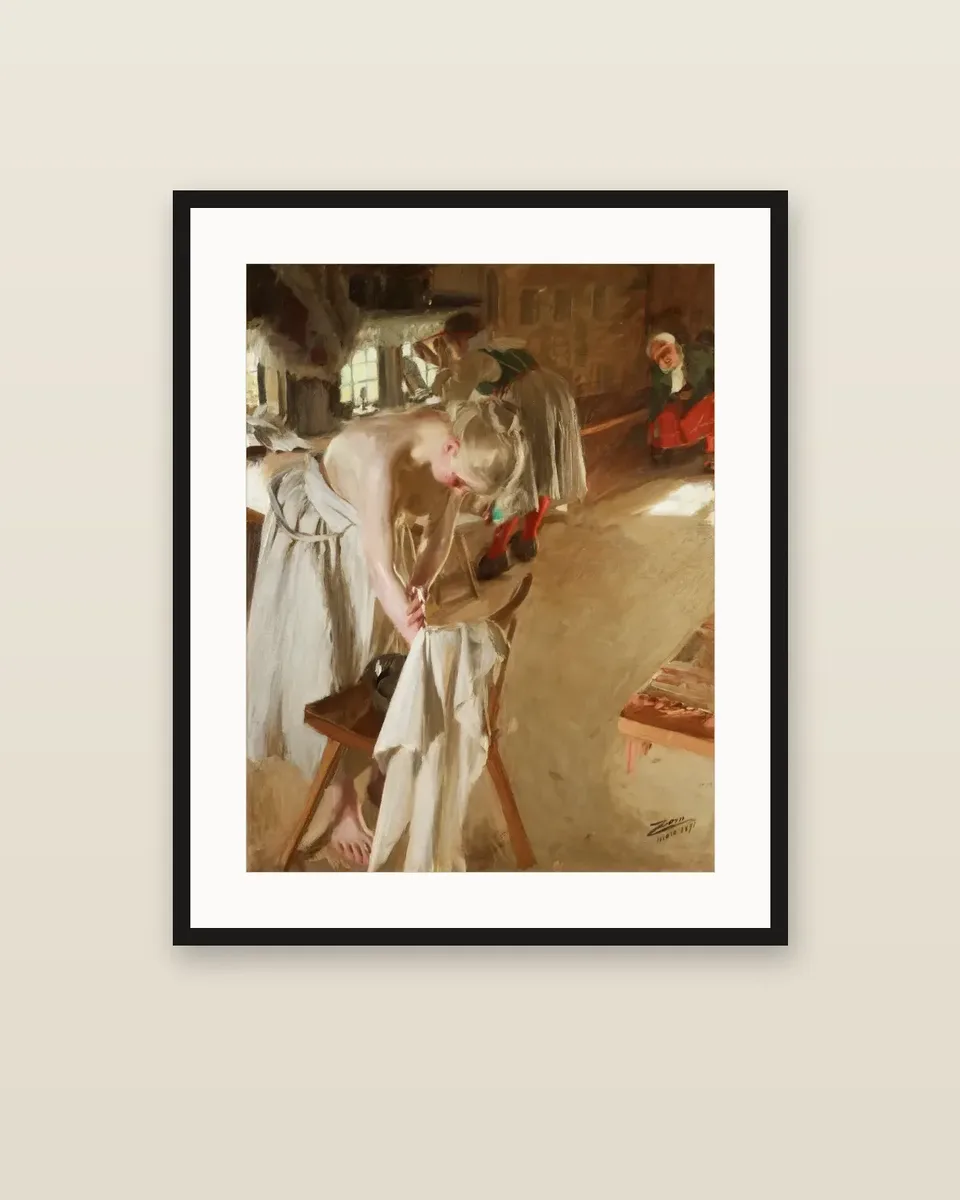 Söndagsmorgon (Sunday Morning) by Anders Zorn, framed