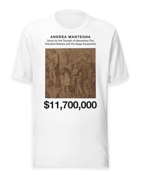 Study for the Triumph of Alexandria (The Standard Bearers and the Siege Equipment) by Andrea Mantegna, on a white t-shirt