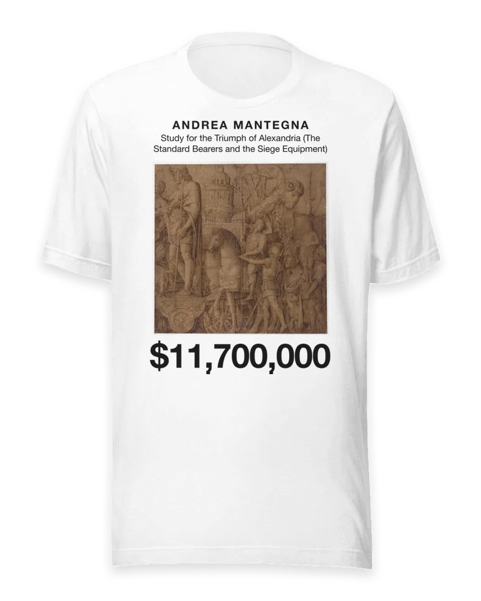 T-shirt: Study for the Triumph of Alexandria (The Standard Bearers and the Siege Equipment) by Andrea Mantegna