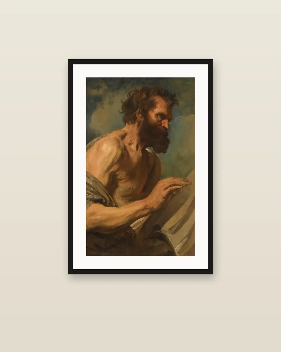 Two studies of bearded men by Anthony van Dyck, framed