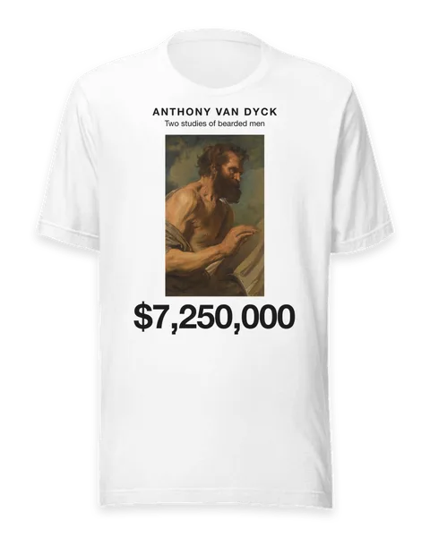 Two studies of bearded men by Anthony van Dyck, on a white t-shirt