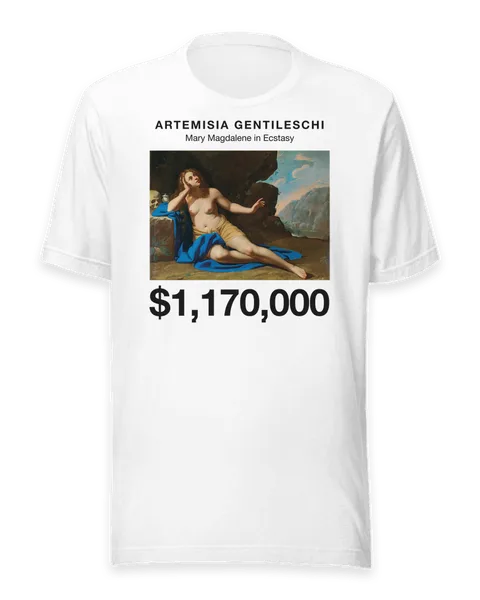 Mary Magdalene in Ecstasy by Artemisia Gentileschi, on a white t-shirt