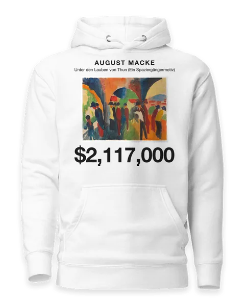 Unter den Lauben von Thun (Ein Spaziergängermotiv) by August Macke, on a white hoodie