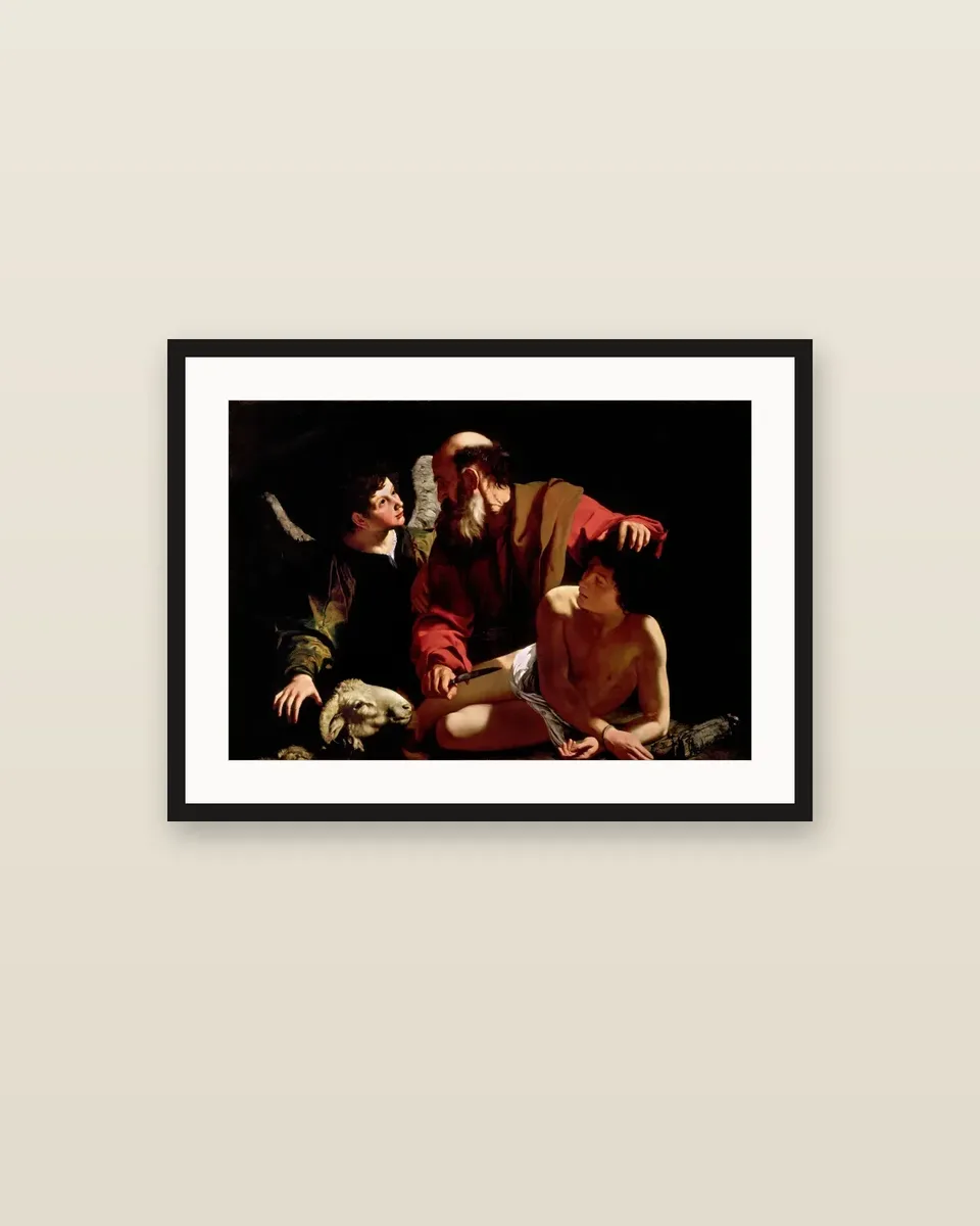 The Sacrifice of Isaac by Bartolomeo Cavarozzi, framed