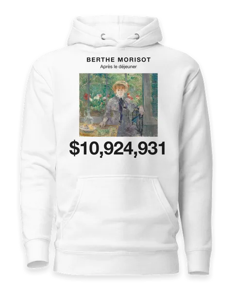 Après le déjeuner by Berthe Morisot, on a white hoodie