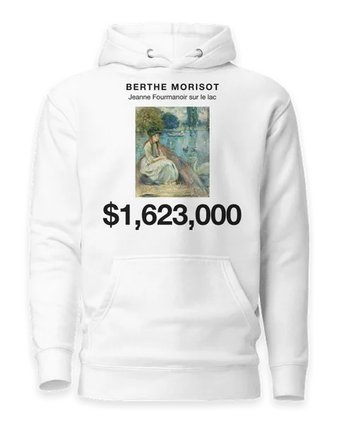 Jeanne Fourmanoir sur le lac by Berthe Morisot, on a white hoodie