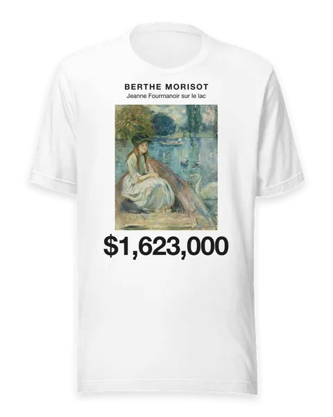 Jeanne Fourmanoir sur le lac by Berthe Morisot, on a white t-shirt
