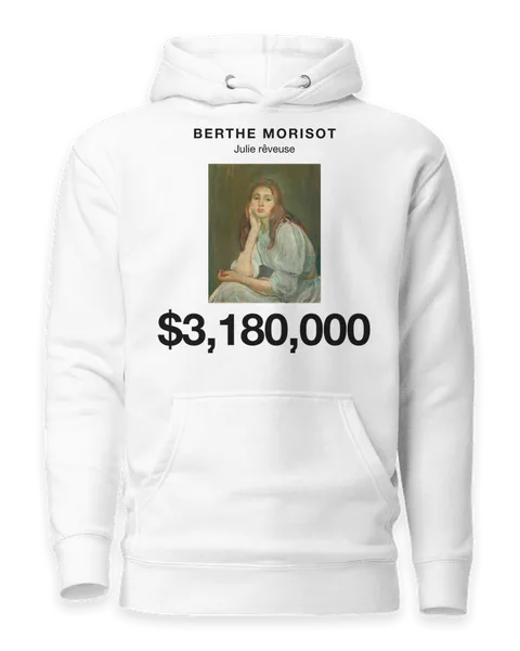 Julie rêveuse by Berthe Morisot, on a white hoodie
