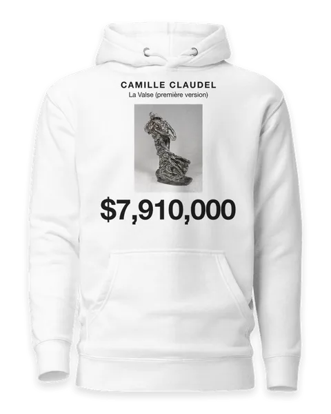 La Valse (première version) by Camille Claudel, on a white hoodie