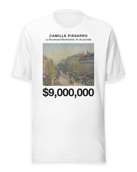 Le Boulevard Montmartre, fin de journée by Camille Pissarro, on a white t-shirt