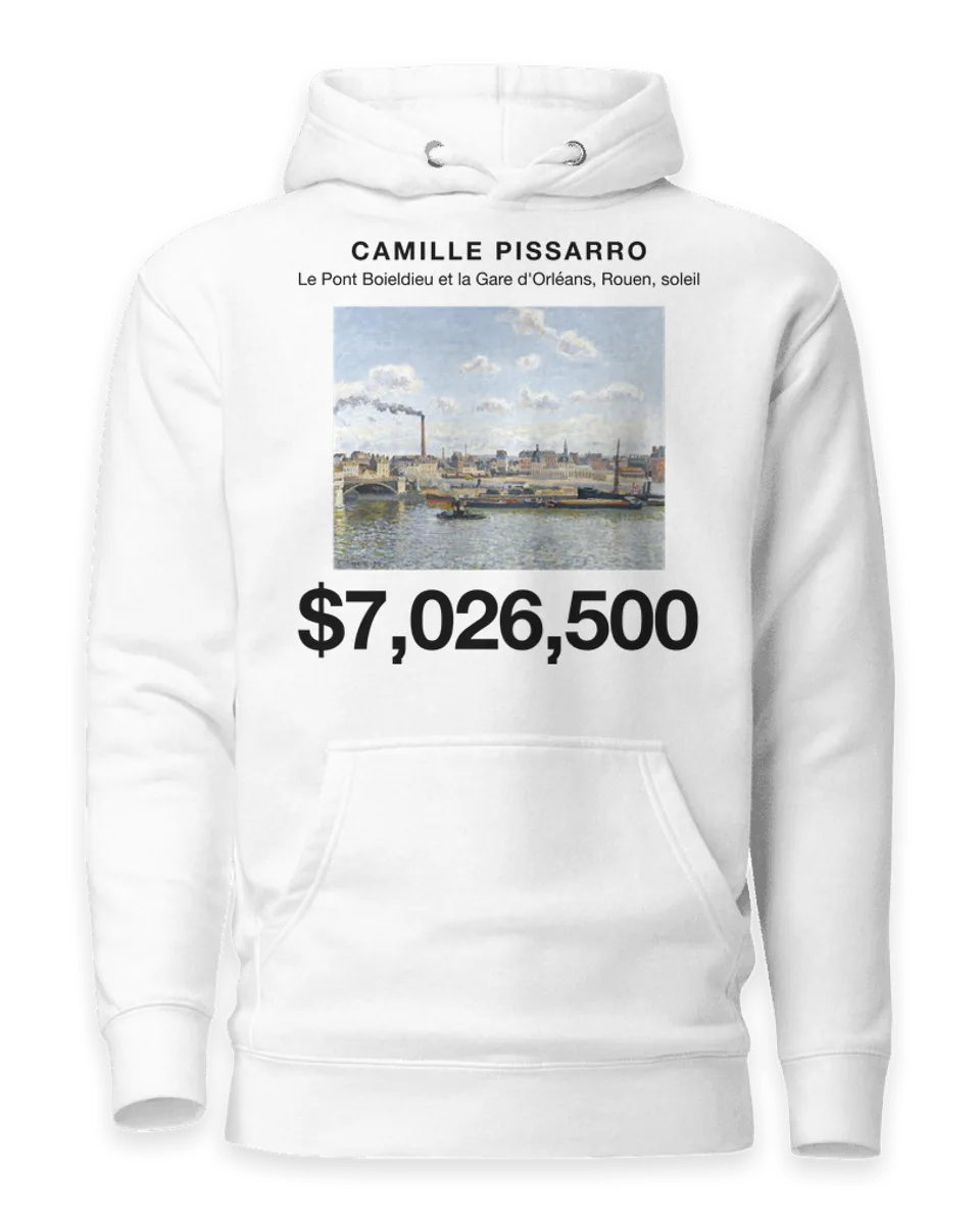 Hoodie: Le Pont Boieldieu et la Gare d'Orléans, Rouen, soleil by Camille Pissarro