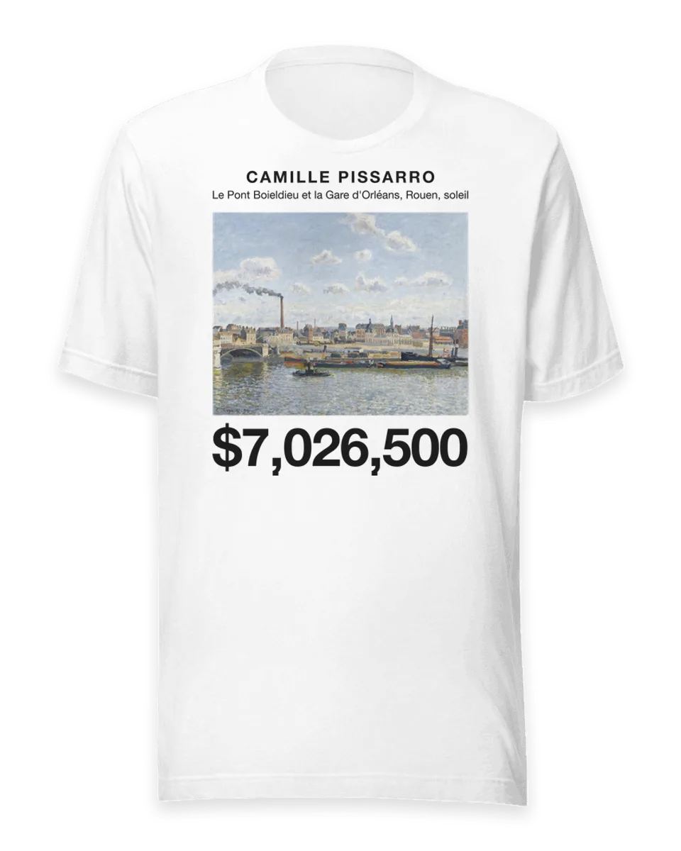 T-shirt: Le Pont Boieldieu et la Gare d'Orléans, Rouen, soleil by Camille Pissarro