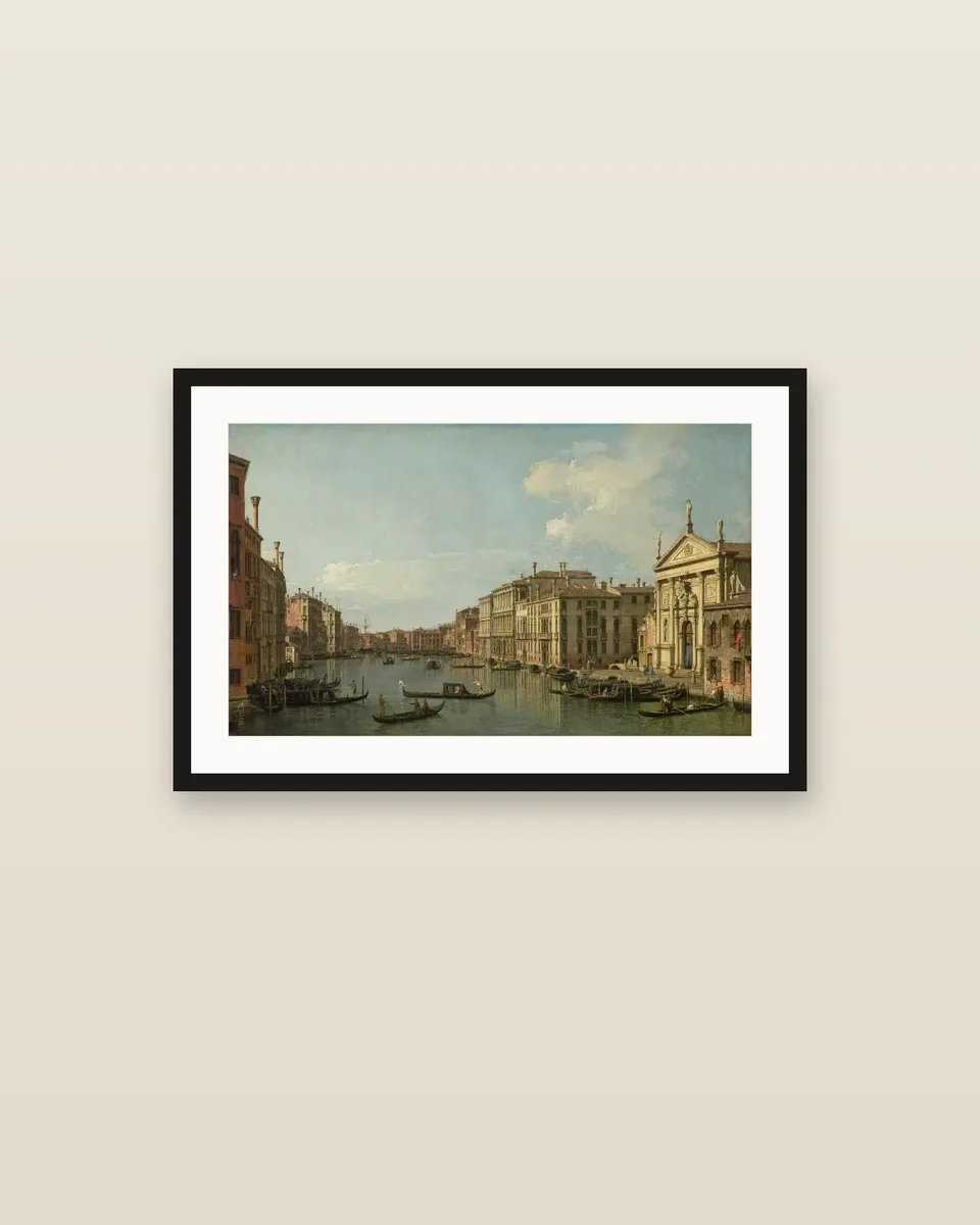 Venice, the Grand Canal, looking south-east from San Stae to the Fabbriche Nuove di Rialto by Canaletto, framed