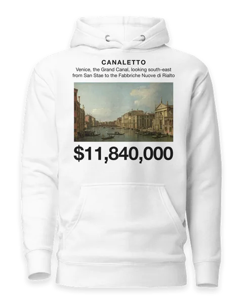 Venice, the Grand Canal, looking south-east from San Stae to the Fabbriche Nuove di Rialto by Canaletto, on a white hoodie
