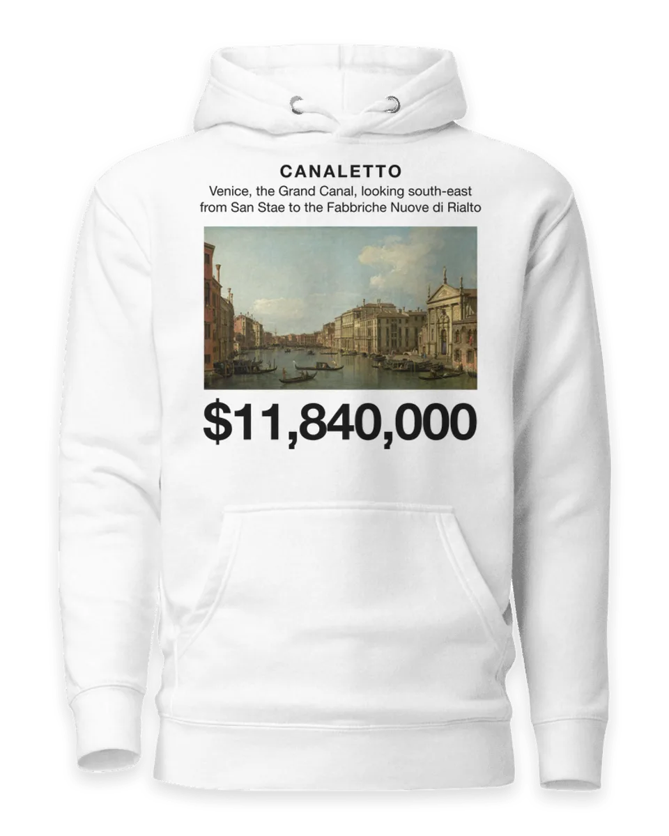 Hoodie: Venice, the Grand Canal, looking south-east from San Stae to the Fabbriche Nuove di Rialto by Canaletto