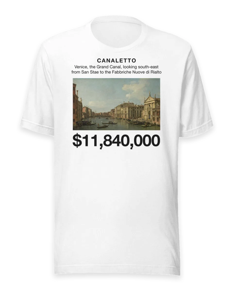 T-shirt: Venice, the Grand Canal, looking south-east from San Stae to the Fabbriche Nuove di Rialto by Canaletto