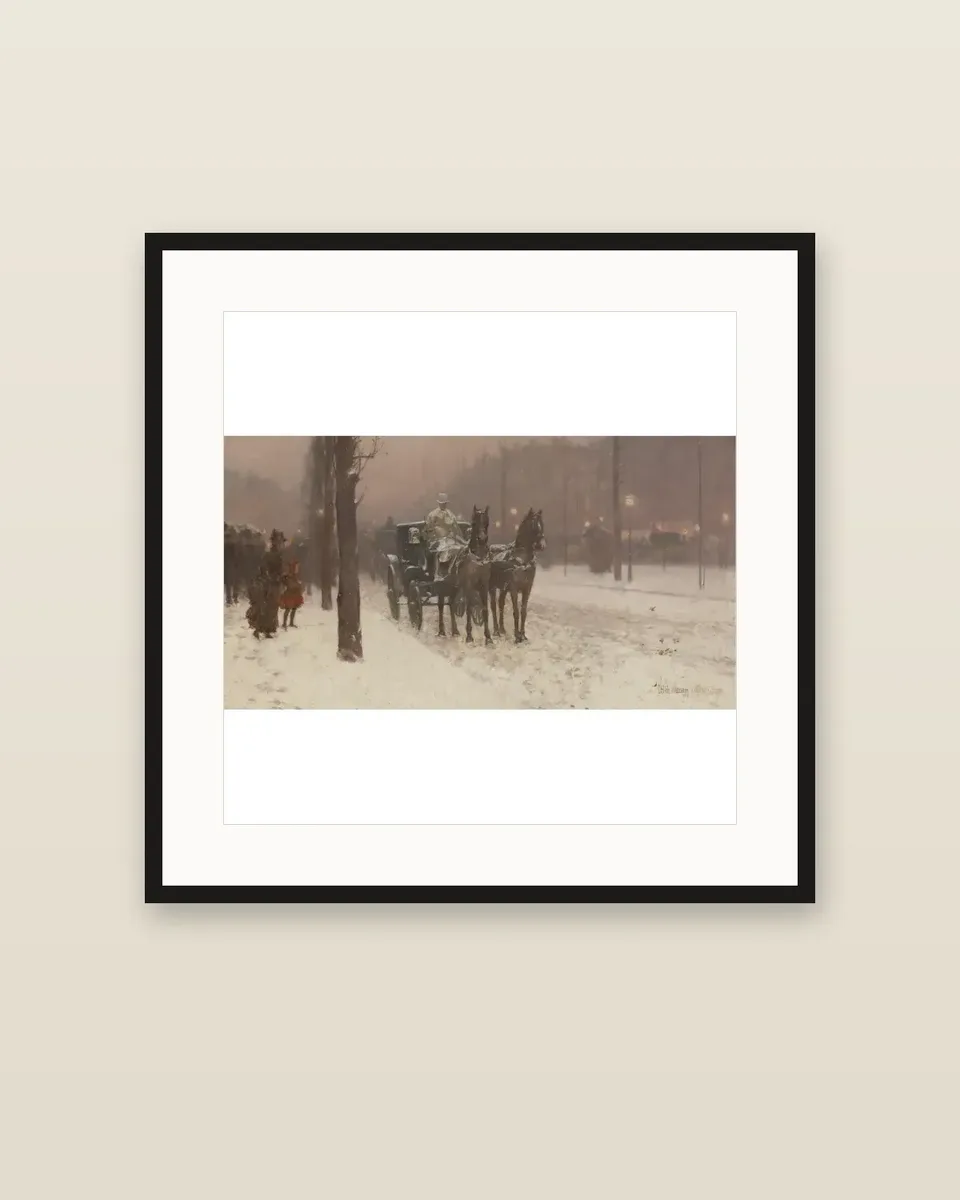 Paris, Winter Day by Childe Hassam, framed