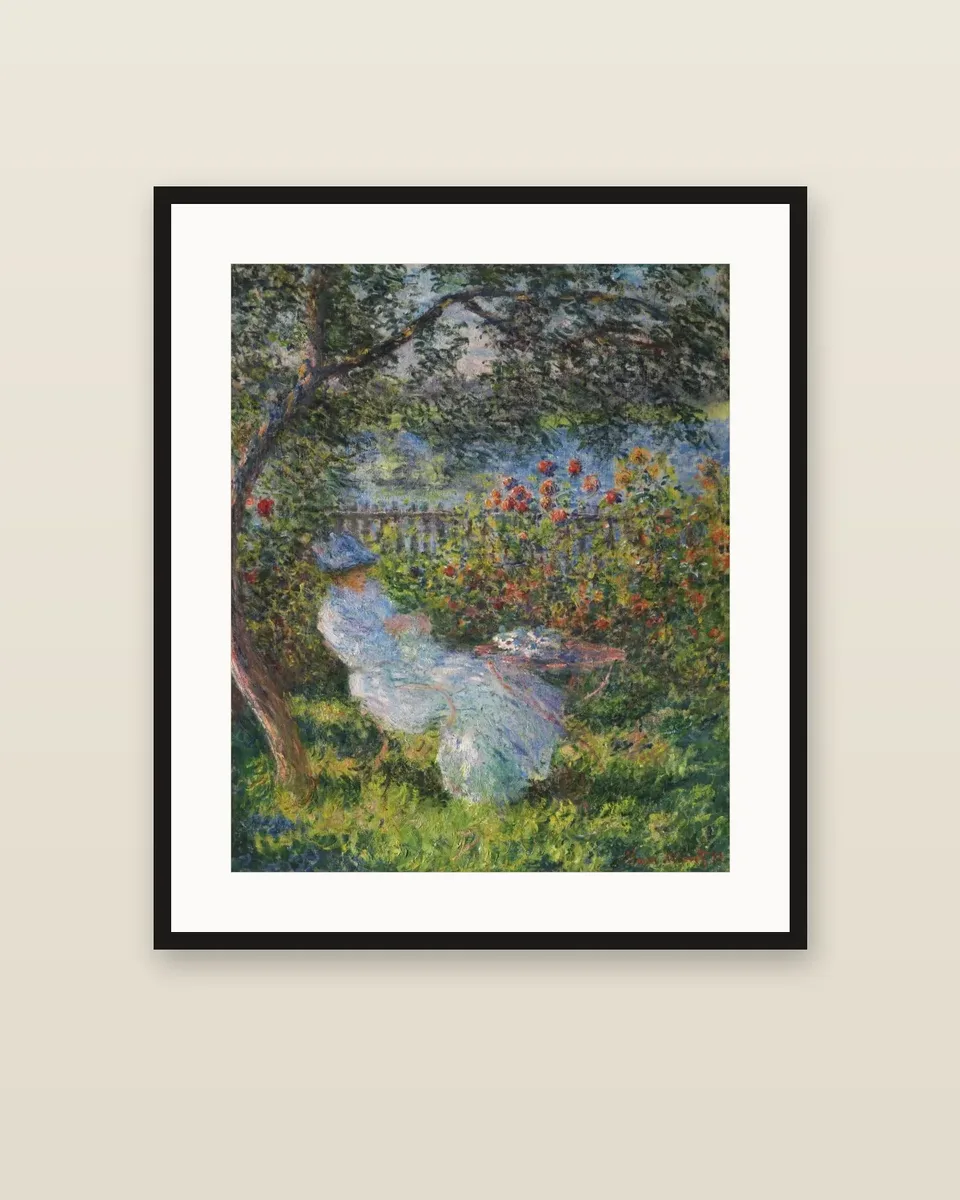 Alice Hoschedé au jardin by Claude Monet, framed