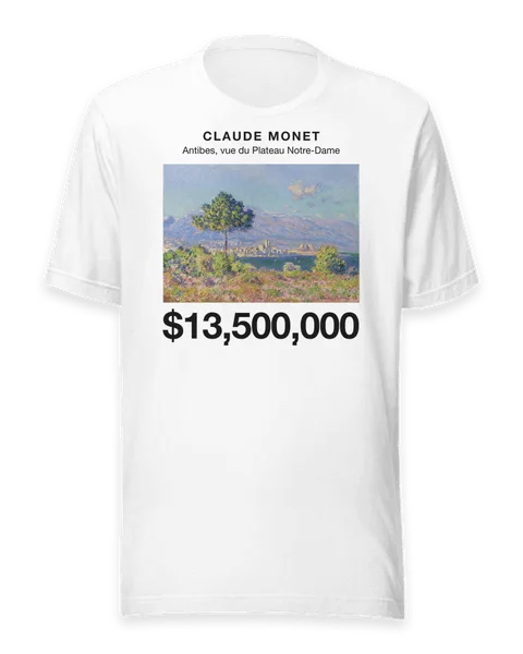 Antibes, vue du Plateau Notre-Dame by Claude Monet, on a white t-shirt