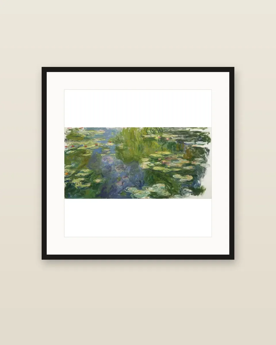 Bassin aux nymphéas et sentier au bord de l'eau by Claude Monet, framed