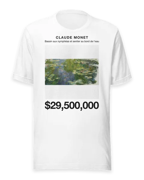 Bassin aux nymphéas et sentier au bord de l'eau by Claude Monet, on a white t-shirt