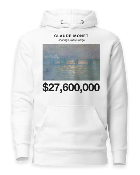 Charing Cross Bridge by Claude Monet, on a white hoodie