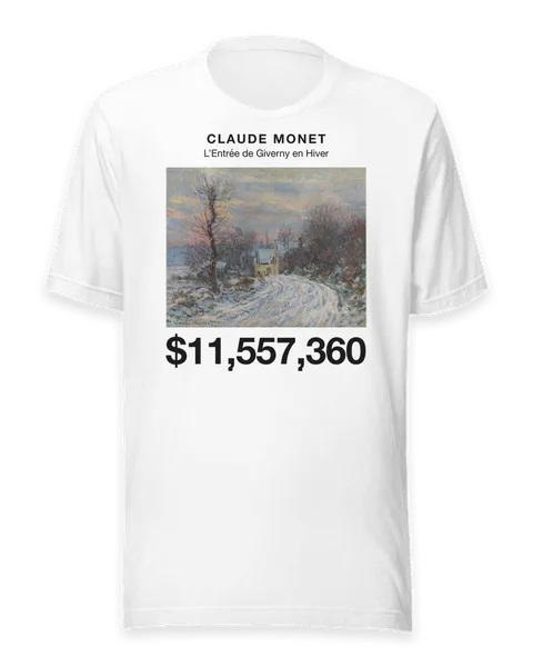 L’Entrée de Giverny en Hiver by Claude Monet, on a white t-shirt