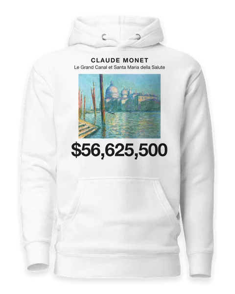Le Grand Canal et Santa Maria della Salute by Claude Monet, on a white hoodie
