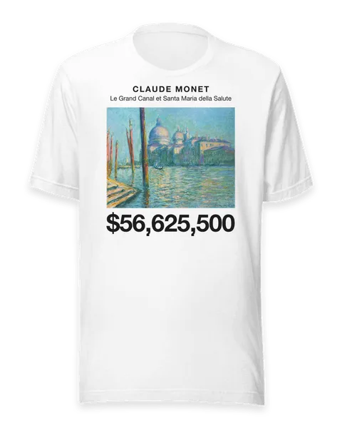 Le Grand Canal et Santa Maria della Salute by Claude Monet, on a white t-shirt