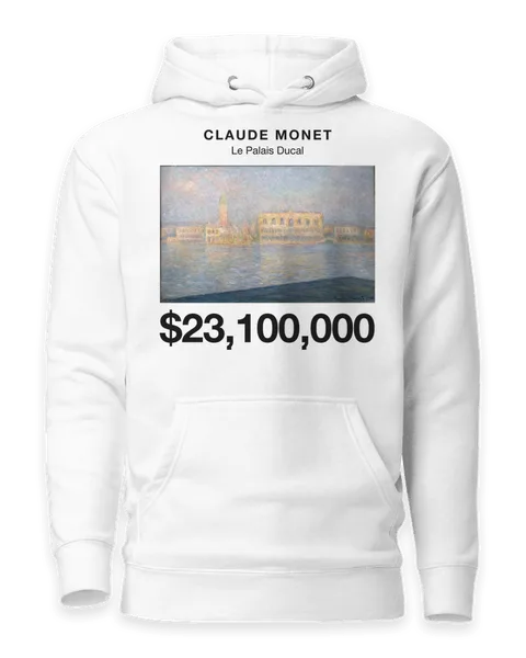 Le Palais Ducal by Claude Monet, on a white hoodie