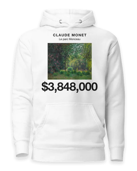 Le parc Monceau by Claude Monet, on a white hoodie