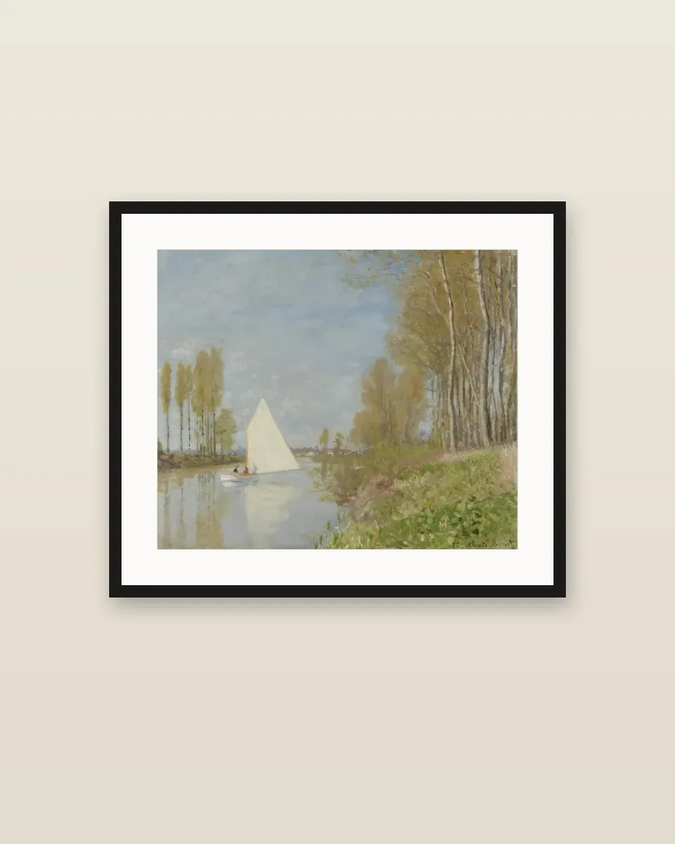 Voilier sur le petit bras de la Seine, Argenteuil by Claude Monet, framed