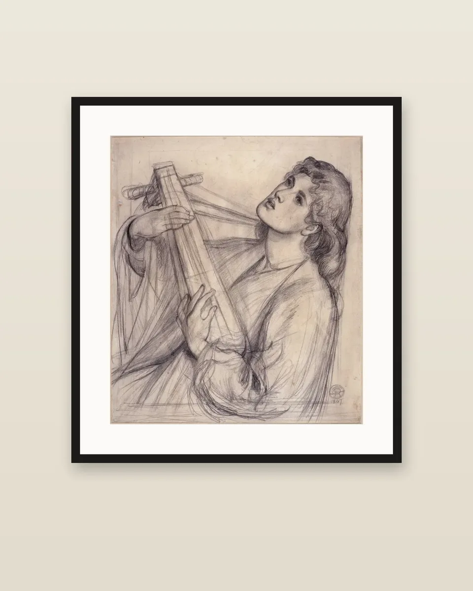 A Christmas Carol by Dante Gabriel Rossetti, framed