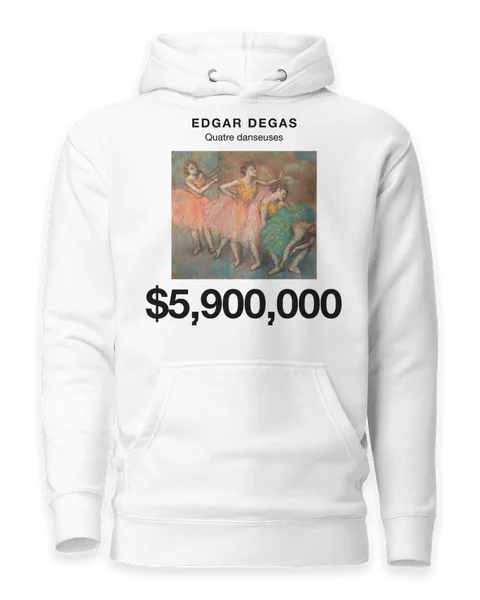 Quatre danseuses by Edgar Degas, on a white hoodie
