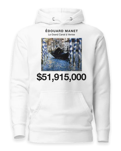 Le Grand Canal à Venise by Édouard Manet, on a white hoodie