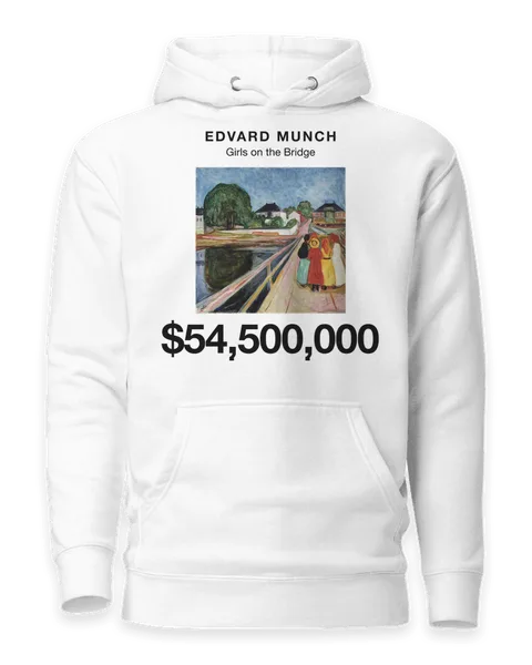 Girls on the Bridge by Edvard Munch, on a white hoodie