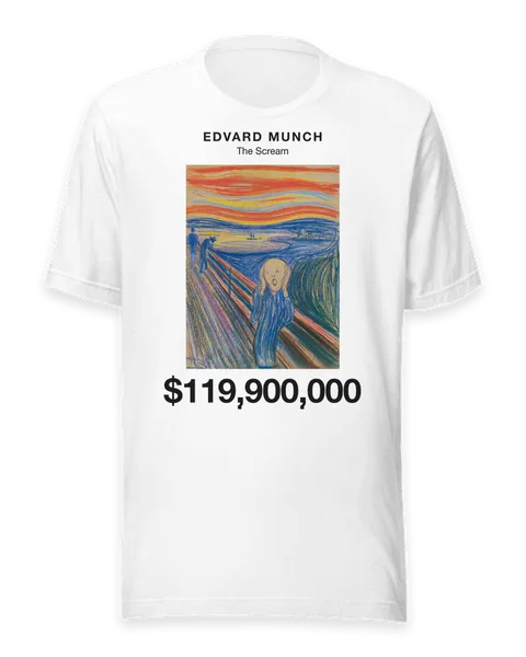 The Scream by Edvard Munch, on a white t-shirt