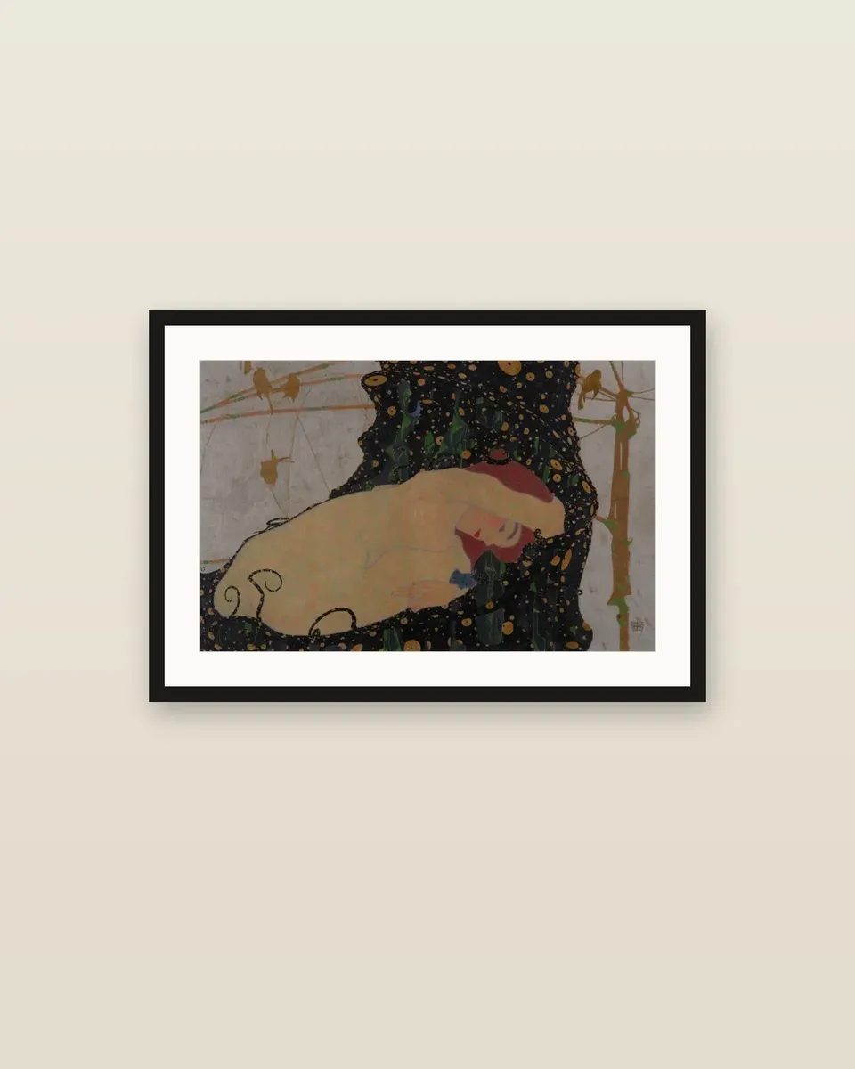 Danaë by Egon Schiele, framed