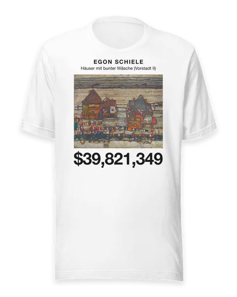 Häuser mit bunter Wäsche (Vorstadt II) by Egon Schiele, on a white t-shirt