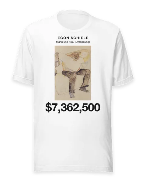 Mann und Frau (Umarmung) by Egon Schiele, on a white t-shirt